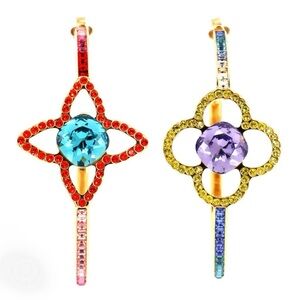 New* Rare, Iconic Louis Vuitton Large Gold Crystal hoop Earrings